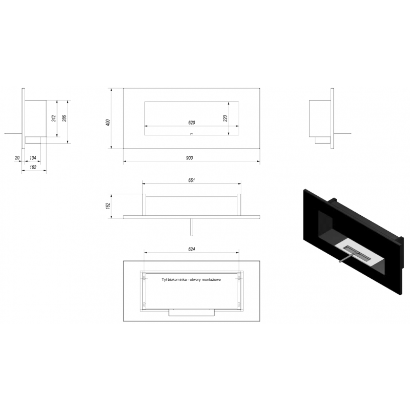 Стенна биокамина Kratki DELTA 2 QUBE Стенна биокамина Kratki DELTA 2 QUBE