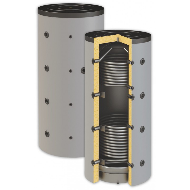 Буферен съд Sunsystem PBM R2 1000 л, неемайлиран, две серпентини Буферен съд Sunsystem PBM R2 1000 л, неемайлиран, две серпентини